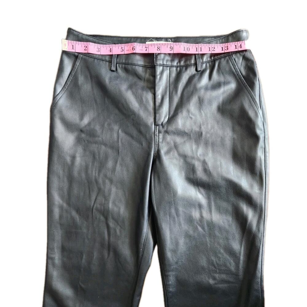 Anthropologie Laser-Cut Faux Leather High Rise Trousers Crop Pants Black Size 6 - Picture 8 of 10